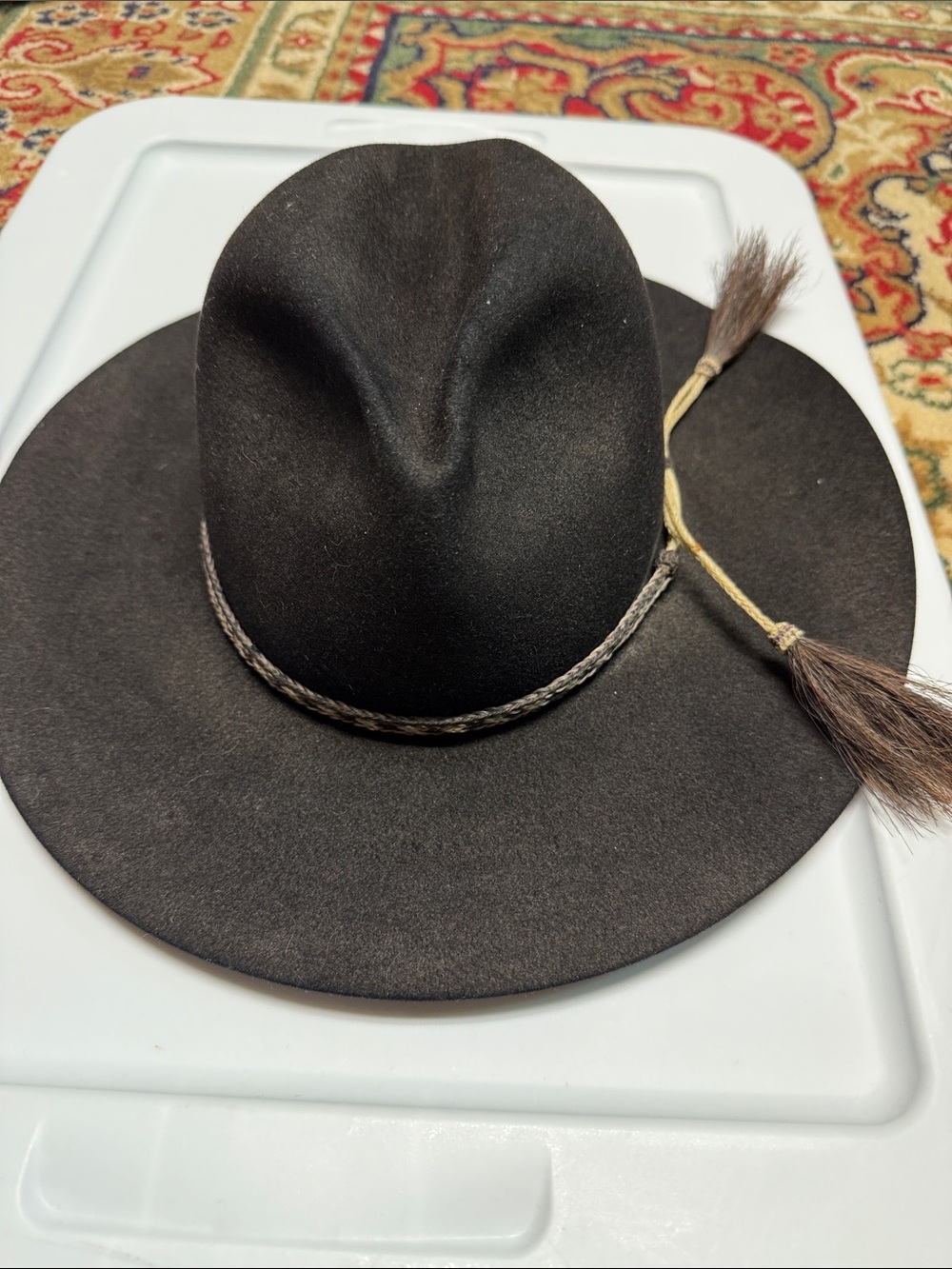 Black Western-Style Felt Hat with Braided Band and Tassel